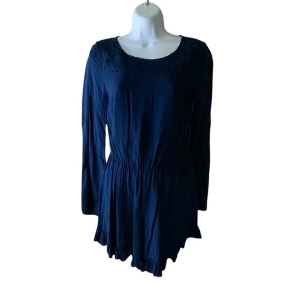 Altard State Romper  Womens M Lace Neck Elastic Waist Ruffle Keyhole Back Casual - Picture 3 of 8